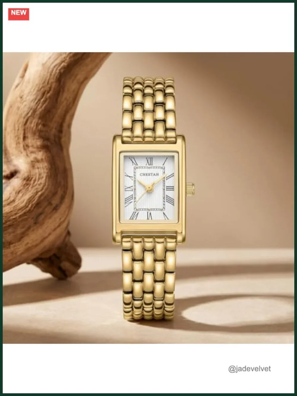CHEETAH Women's Stainless Steel Rectangular Roman Numeral Watch Vintage